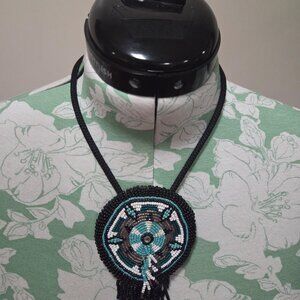 Vintage Beaded Native American Bolo Tie